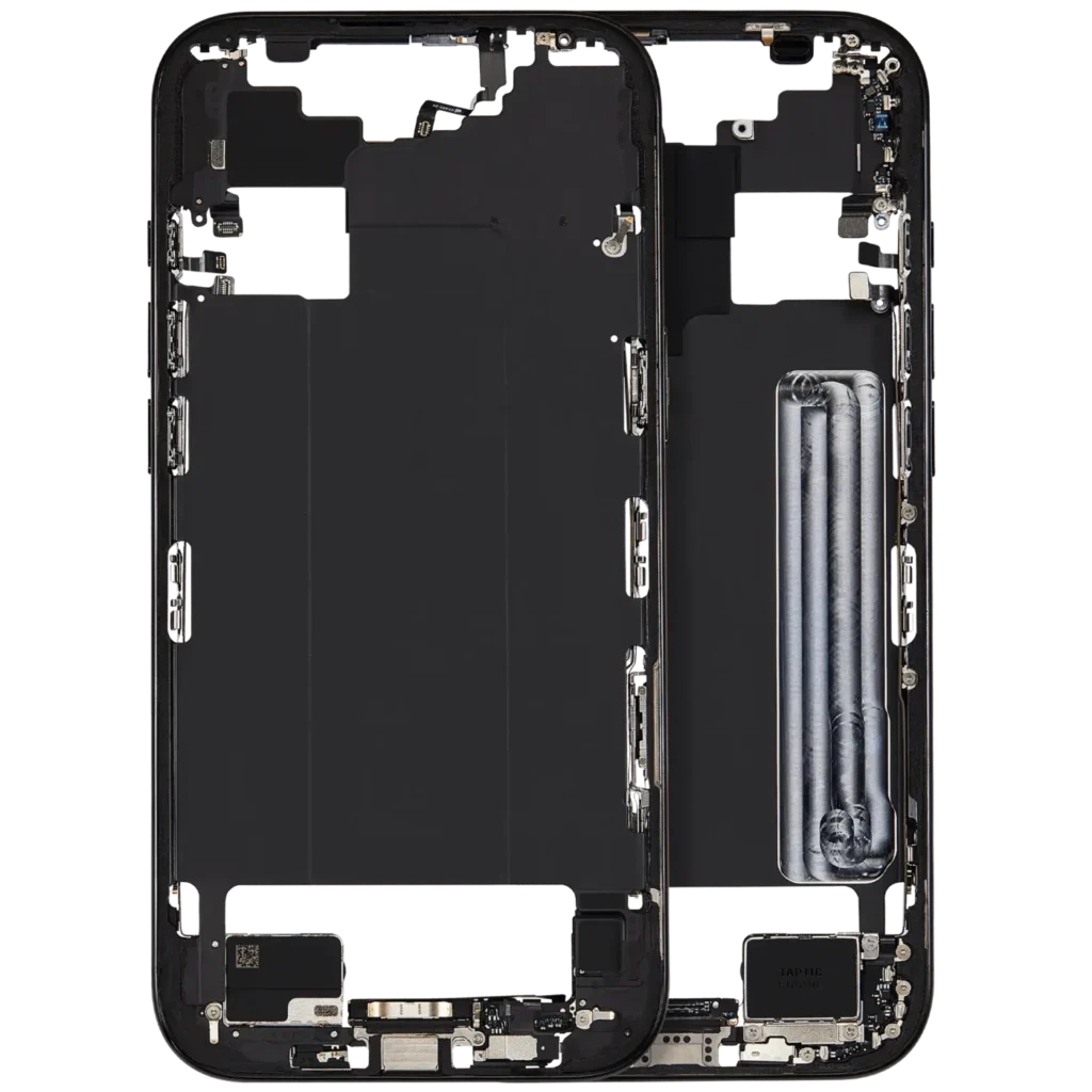 Mid-Frame Housing W/ Charging Port Flex & Small Parts For iPhone Air (US / EU Version) (Used OEM Pull: Grade B) (Space Black)