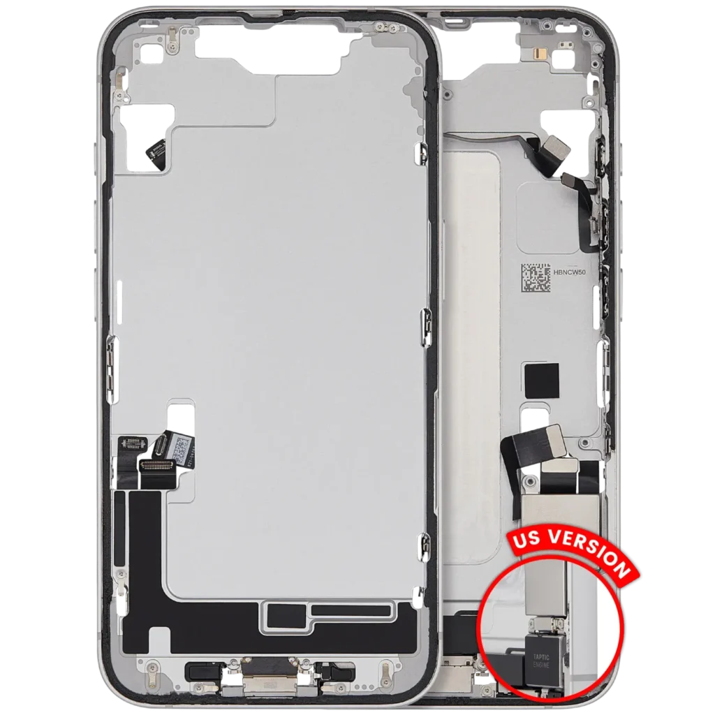 Mid-Frame Housing W/ Charging Port Flex & Small Parts For iPhone 16e / 17e (US Version) (Used OEM Pull: Grade C) (White)