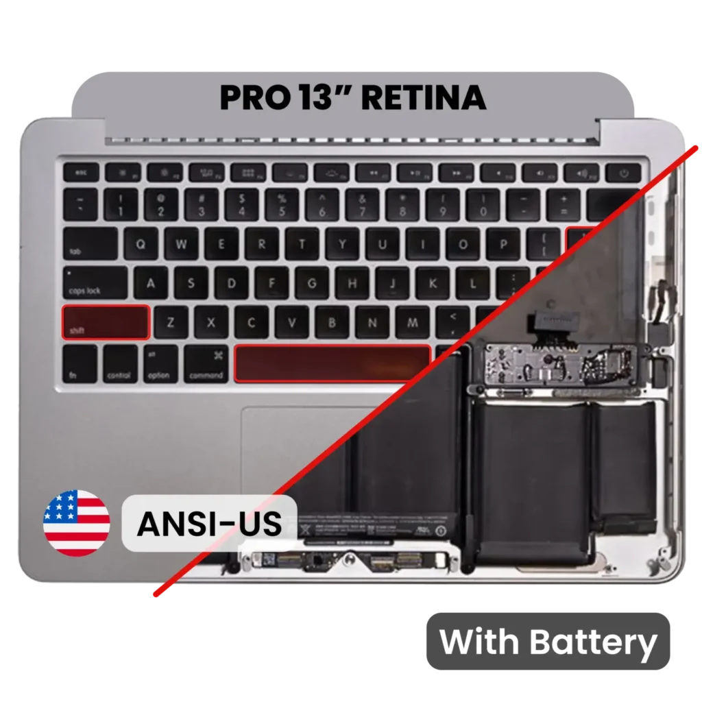 Top Case with Battery and Keyboard (ANSI US) For MacBook Pro 13" A1502 (2013-2014) (Used OEM Pull: Grade B/C)