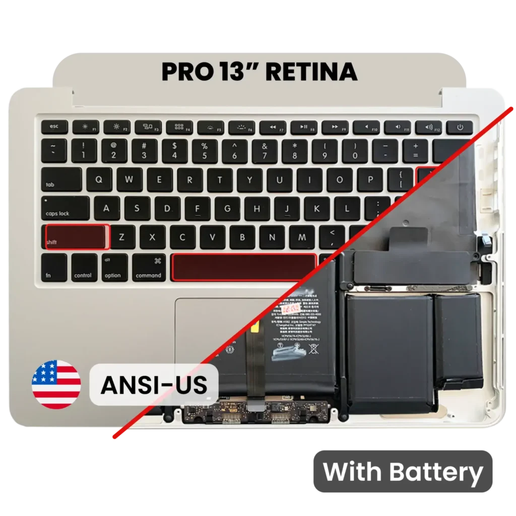 Top Case with Battery and Keyboard (ANSI US) For MacBook Pro 13" A1502 (2015) (Used OEM Pull: Grade B/C)