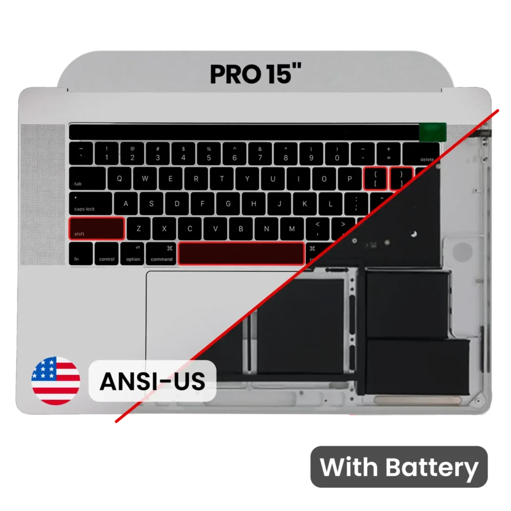 Top Case with Battery and Keyboard (ANSI US) For MacBook Pro 15" A1707 (2016-2017) (Used OEM Pull: Grade A) (Space Gray)