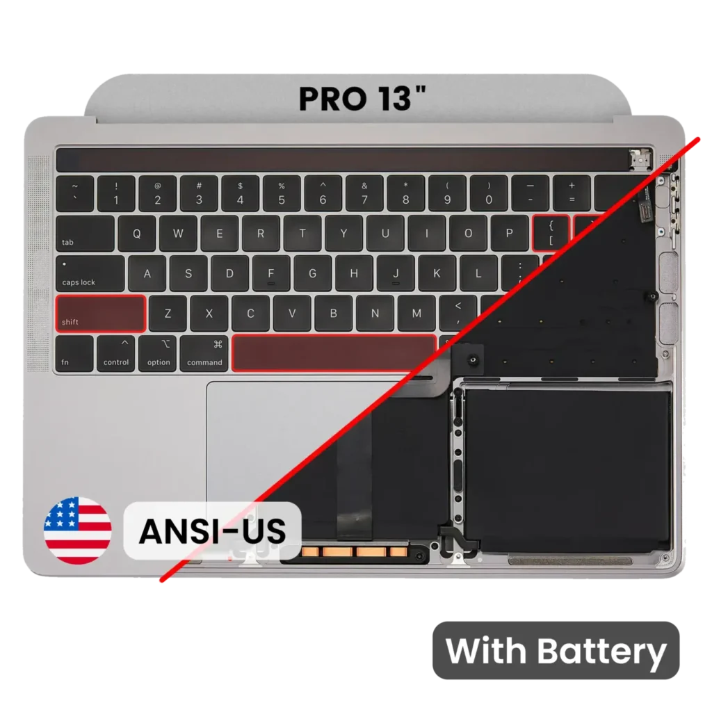 Top Case with Battery and Keyboard (ANSI US) For MacBook Pro 13" A2159 (2019) (Used OEM Pull: Grade A) (Space Gray)