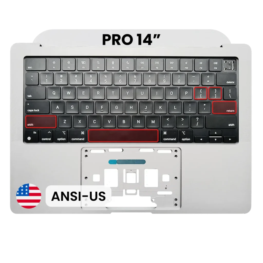 Top Case with Keyboard (ANSI US) For MacBook Pro 14" A2442 (2021) / A2779 (2023) (Silver)