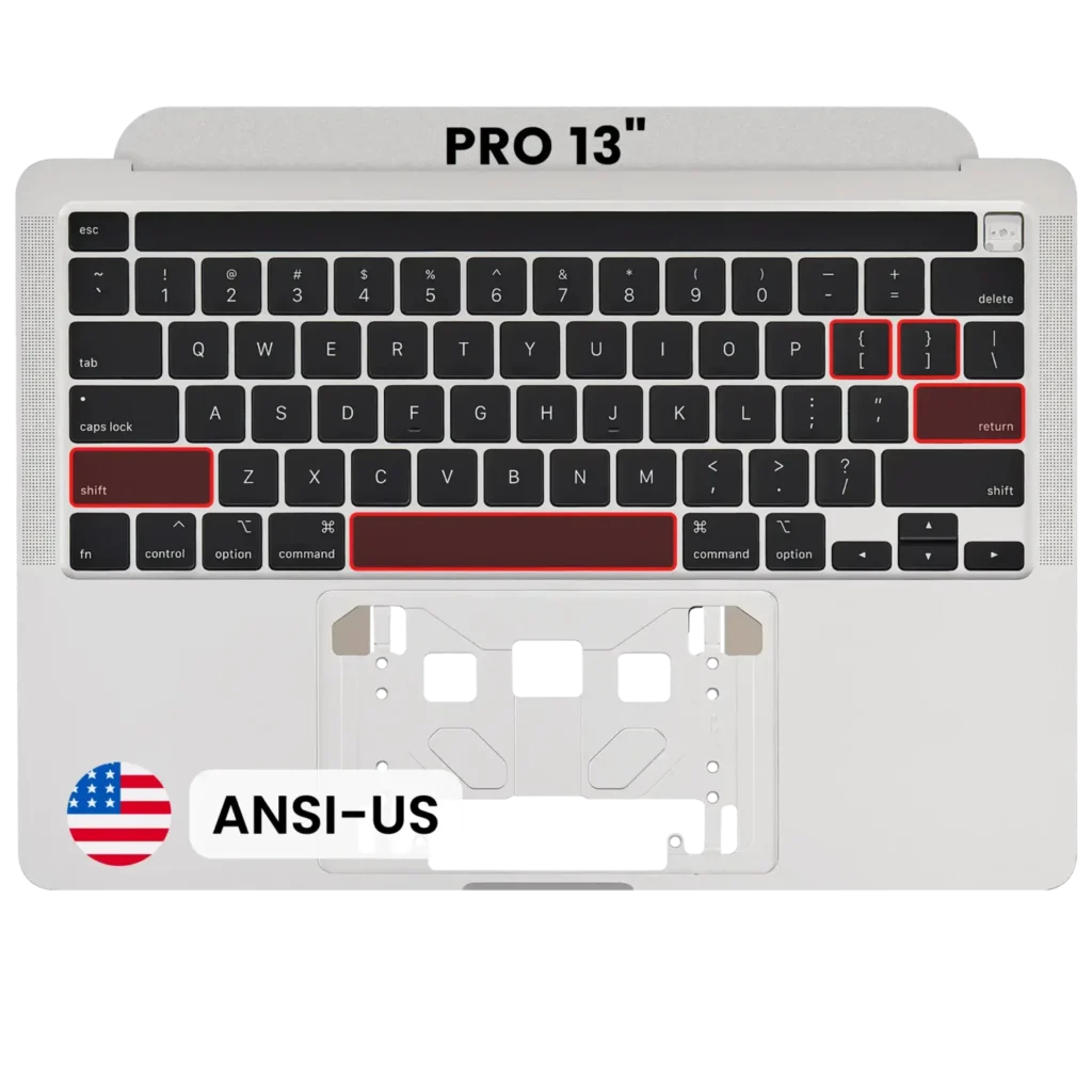 Top Case with Keyboard (ANSI US) For MacBook Pro 13" A2251 (2020) (Silver)
