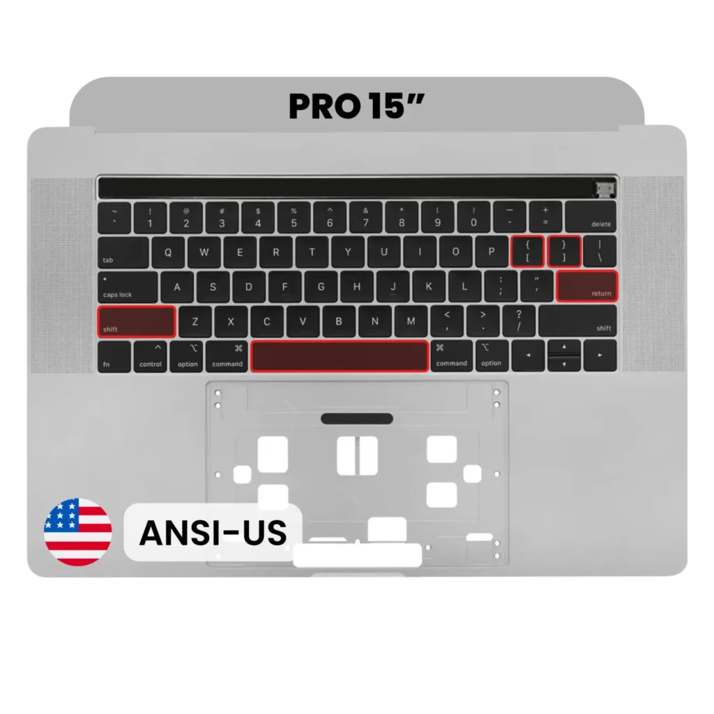 Top Case with Keyboard (ANSI US) For MacBook Pro 15" A1990 (2018-2019) (Used OEM Pull: Grade B/C) (Space Gray)