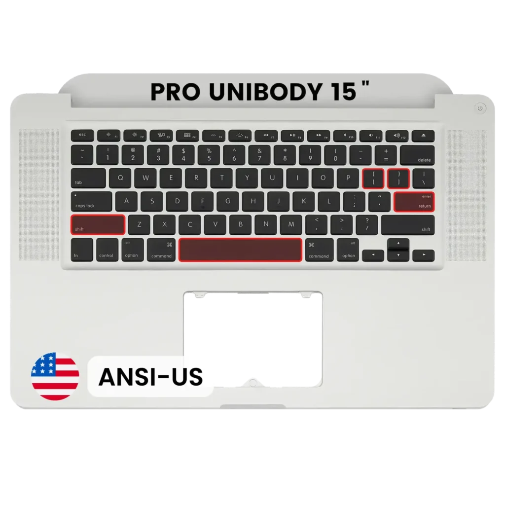 Top Case with Keyboard (ANSI US) For MacBook Pro 15" A1286 (2010-2012) (OEM New)