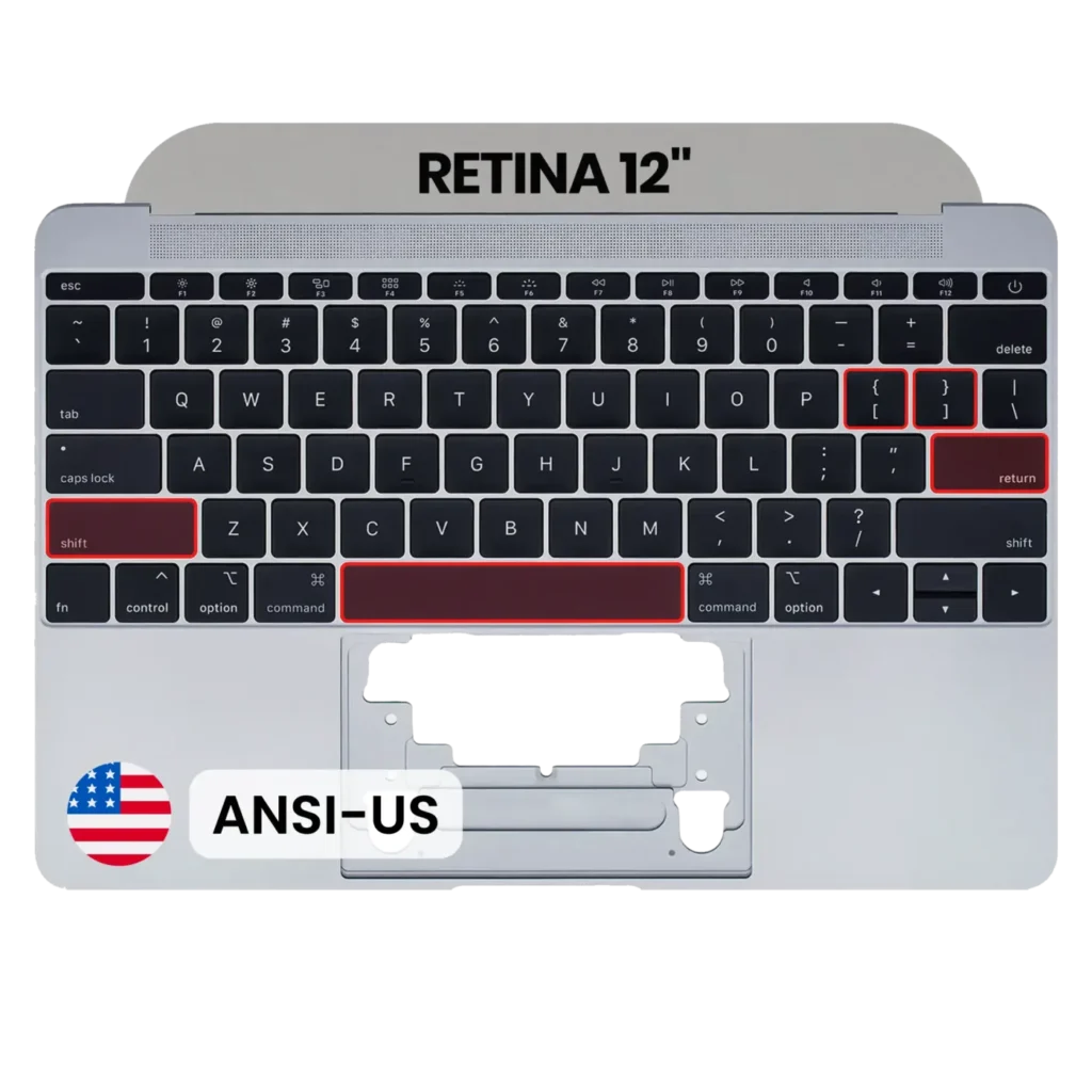 Top Case with Keyboard (ANSI US) and Microphone For MacBook 12" A1534 (2015) (OEM New) (Space Gray)