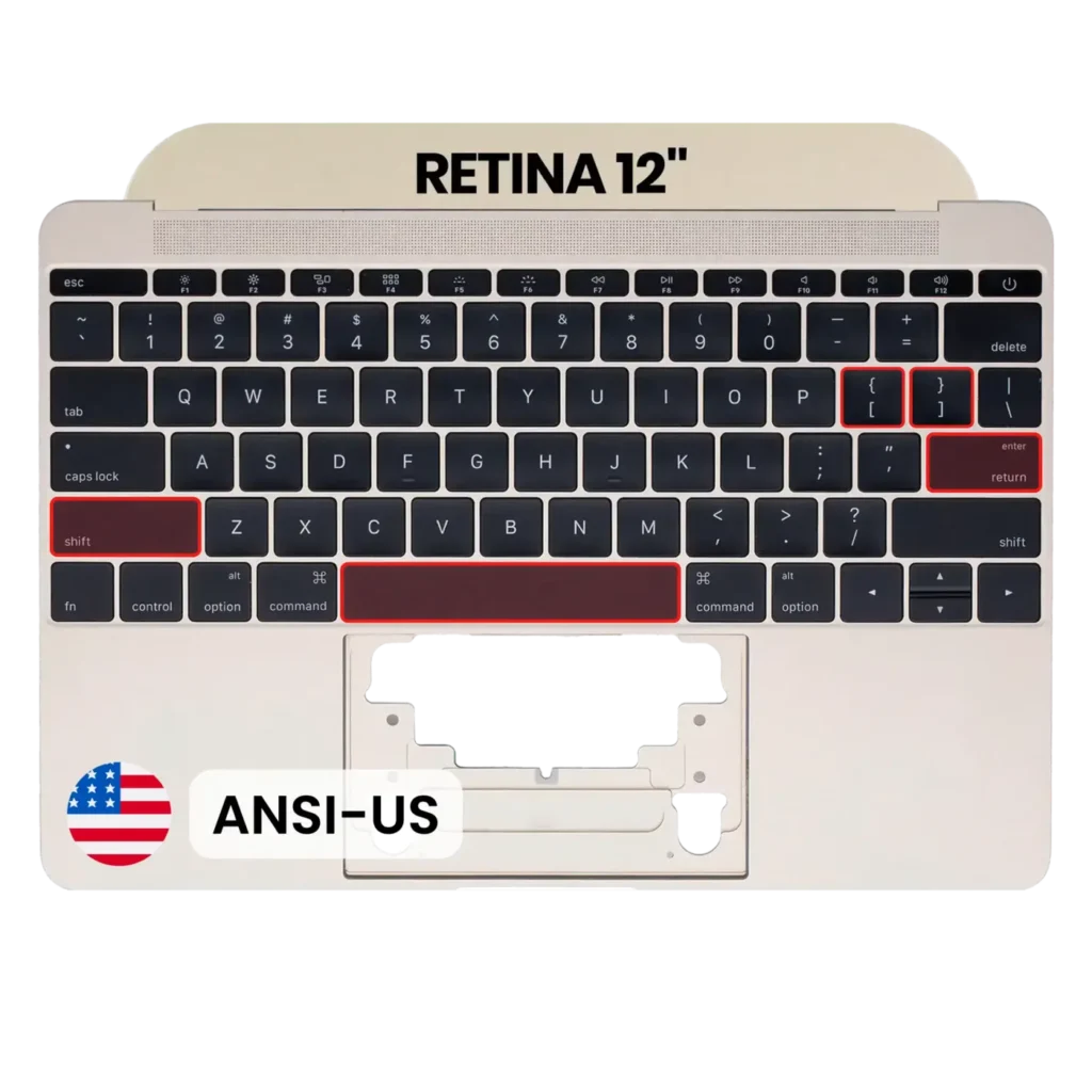 Top Case with Keyboard (ANSI US) and Microphone For MacBook 12" A1534 (2015) (OEM New) (Gold)