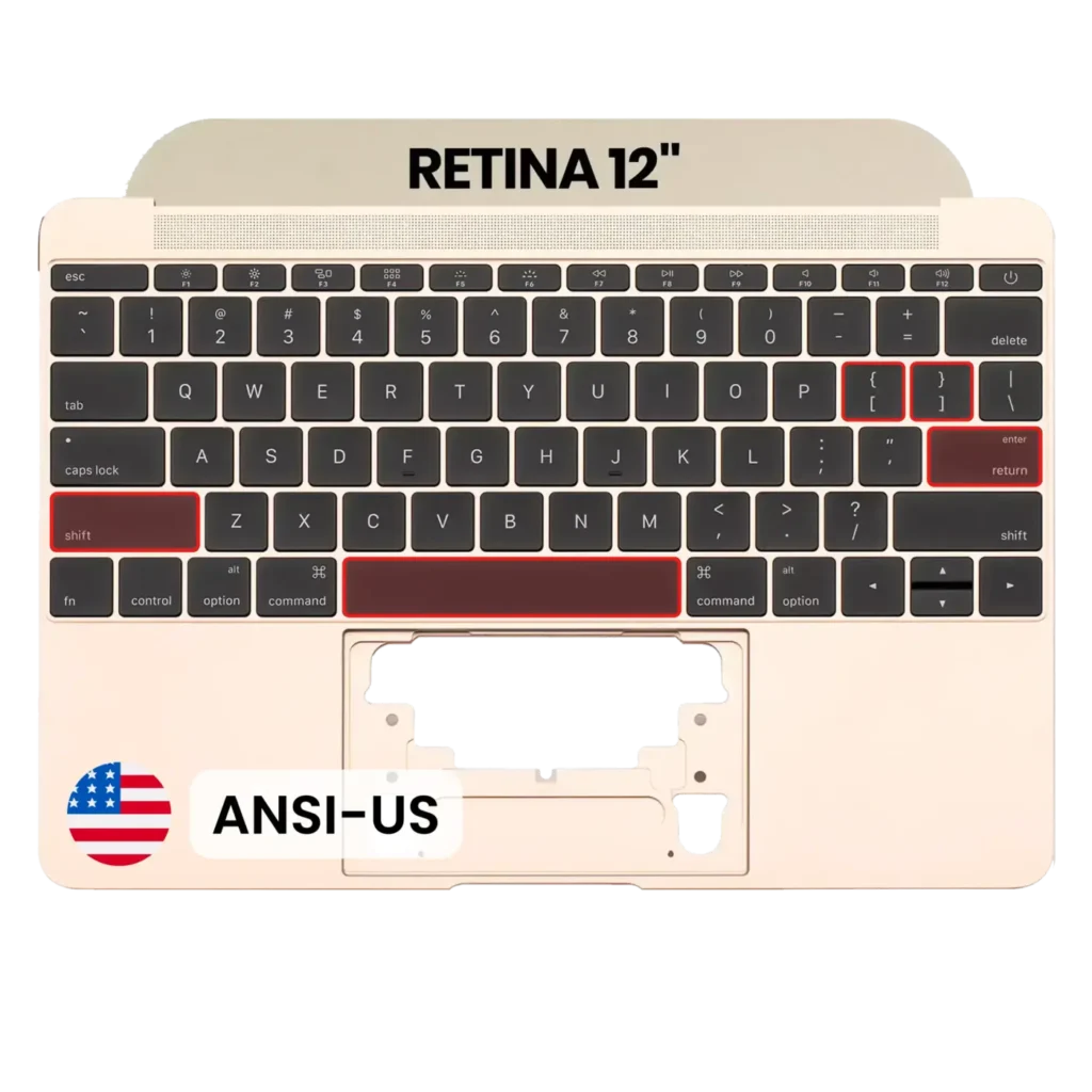 Top Case with Keyboard (ANSI US) and Microphone For MacBook 12" A1534 (2016-2017) (OEM New) (Gold)