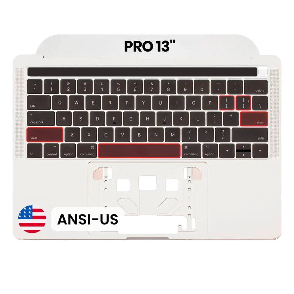 Top Case with Keyboard (ANSI US) For MacBook Pro 13" A1706 (2016-2017) (OEM New) (Silver)