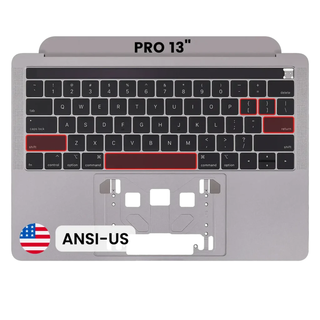 Top Case with Keyboard (ANSI US) For MacBook Pro 13" A1989 (2018-2019) (OEM New) (Space Gray)