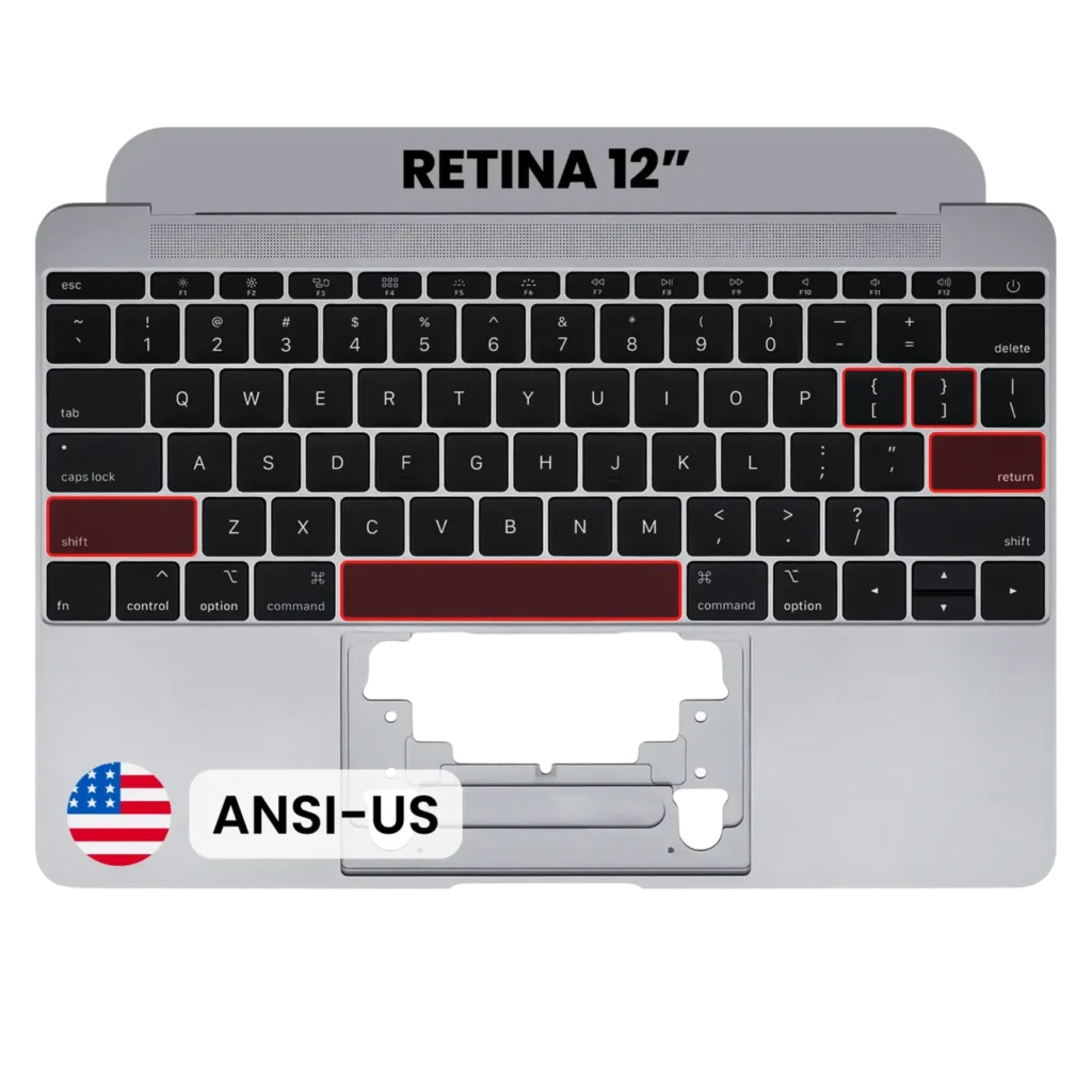 Top Case with Keyboard (ANSI US) and Microphone For MacBook 12" A1534 (2015) (Used OEM Pull: Grade A) (Space Gray)