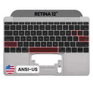 Top Case with Keyboard (ANSI US) and Microphone For MacBook 12" A1534 (2016-2017) (Used OEM Pull: Grade A) (Space Gray)
