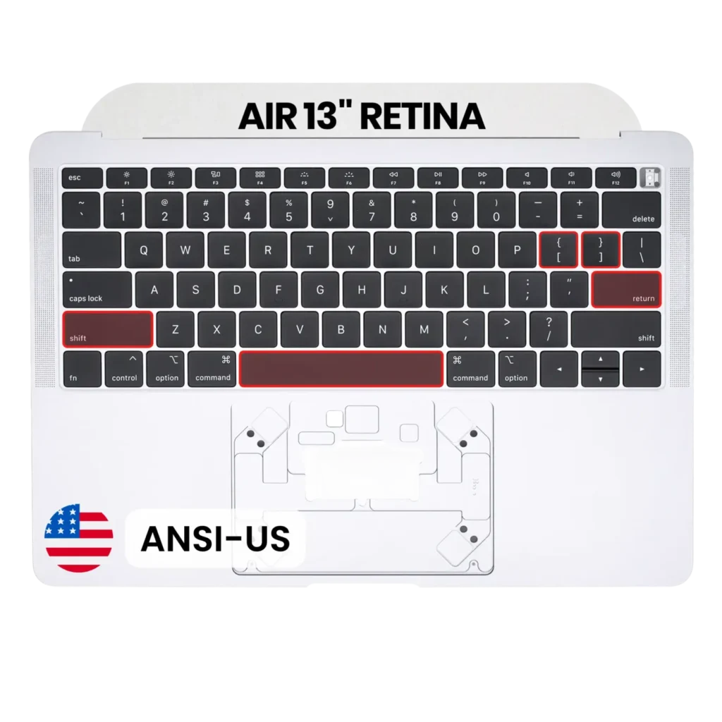 Top Case with Keyboard (ANSI US) For MacBook Air 13" A1932 (2018-2019) (Used OEM Pull: Grade A) (Silver)