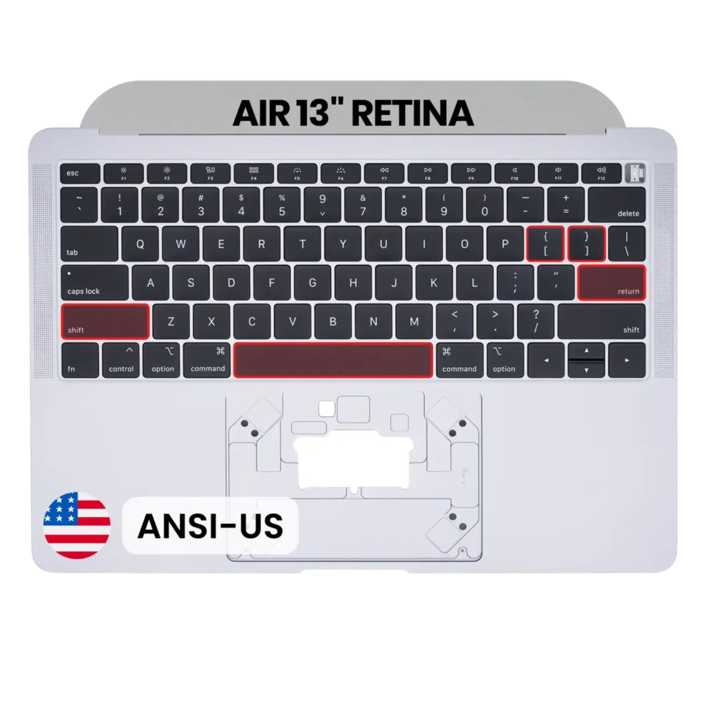 Top Case with Keyboard (ANSI US) For MacBook Air 13" A1932 (2018-2019) (Used OEM Pull: Grade A) (Space Gray)