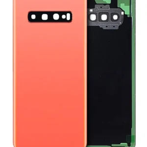 Back Cover Glass With Camera Lens For Samsung Galaxy S10 Plus (No Logo) (Aftermarket Plus) (Flamingo Pink)