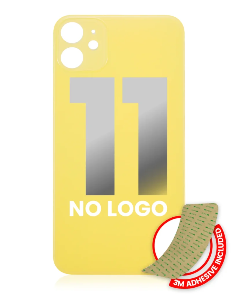 Back Glass With 3M Adhesive For iPhone 11 (No Logo / Large Camera Hole) (Yellow)