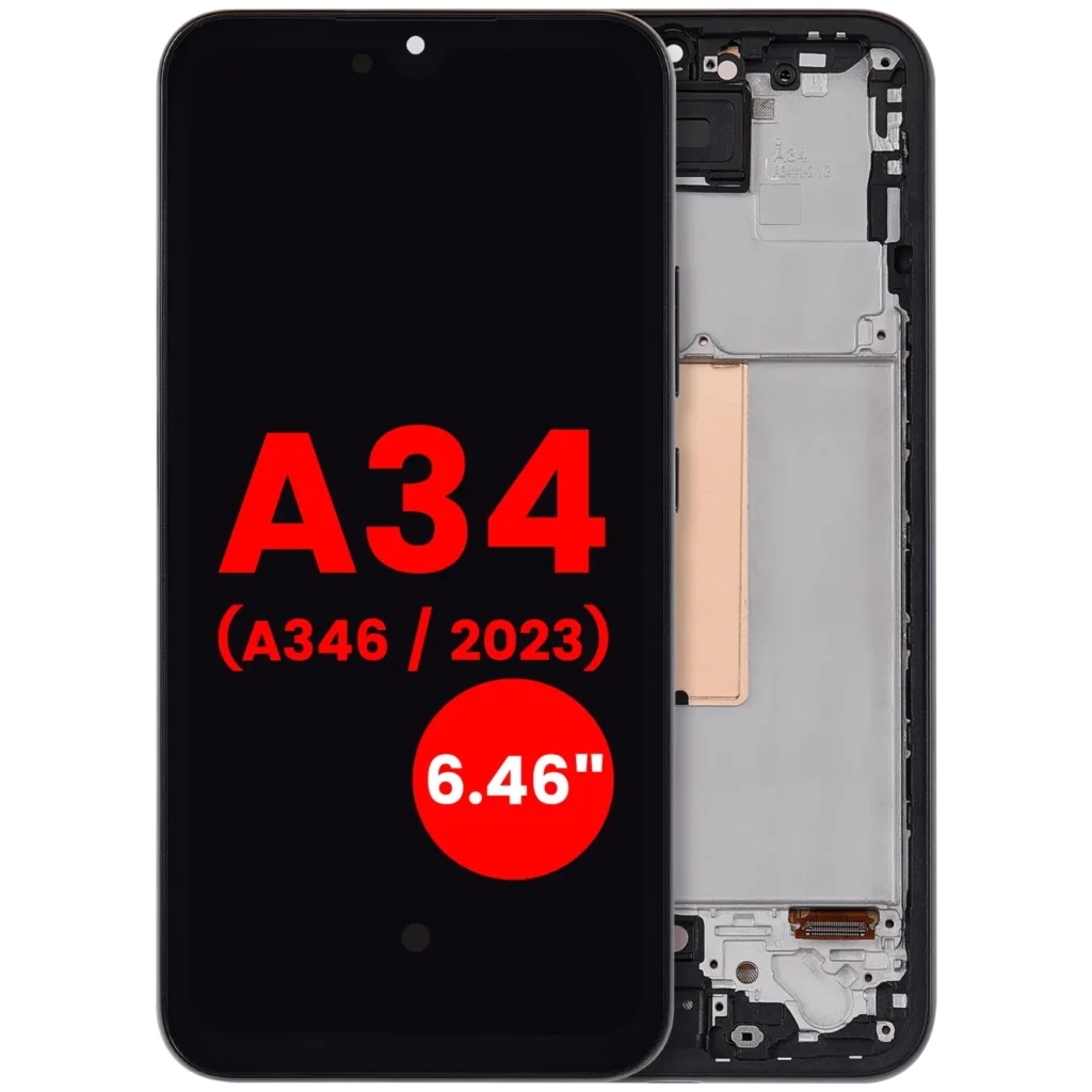 OLED Assembly With Frame For Samsung Galaxy A34 5G (A346 / 2023) (6.46") (Aftermarket Plus) (Graphite)