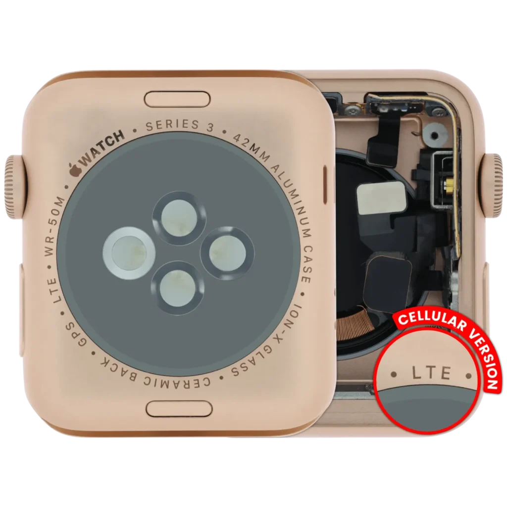 Housing Assembly Compatible For Watch Series 3 (42MM) (Used OEM Pull: Grade A) (Cellular Version) (Aluminum / Rose Gold)