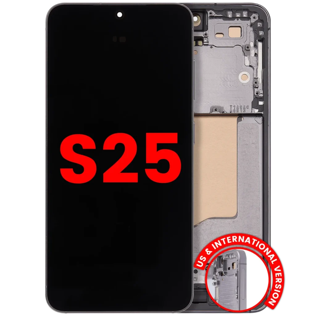 OLED Assembly With Frame For Samsung Galaxy S25 5G (US & International) (Aftermarket Plus) (Silver Shadow)