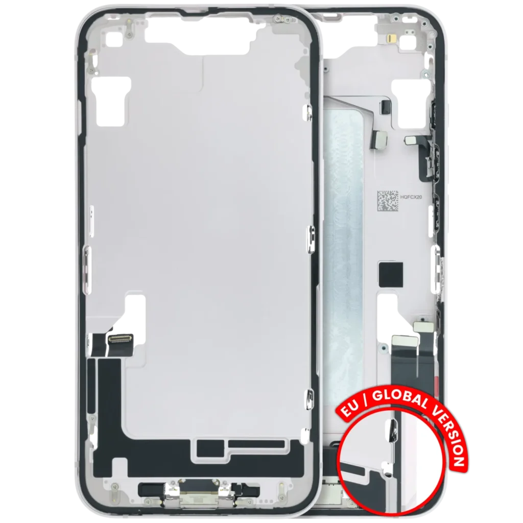 Mid-Frame Housing With Charging Port Flex & Small Parts For iPhone 17E (EU / Global Version) (Used OEM Pull: Grade A) (Soft Pink)