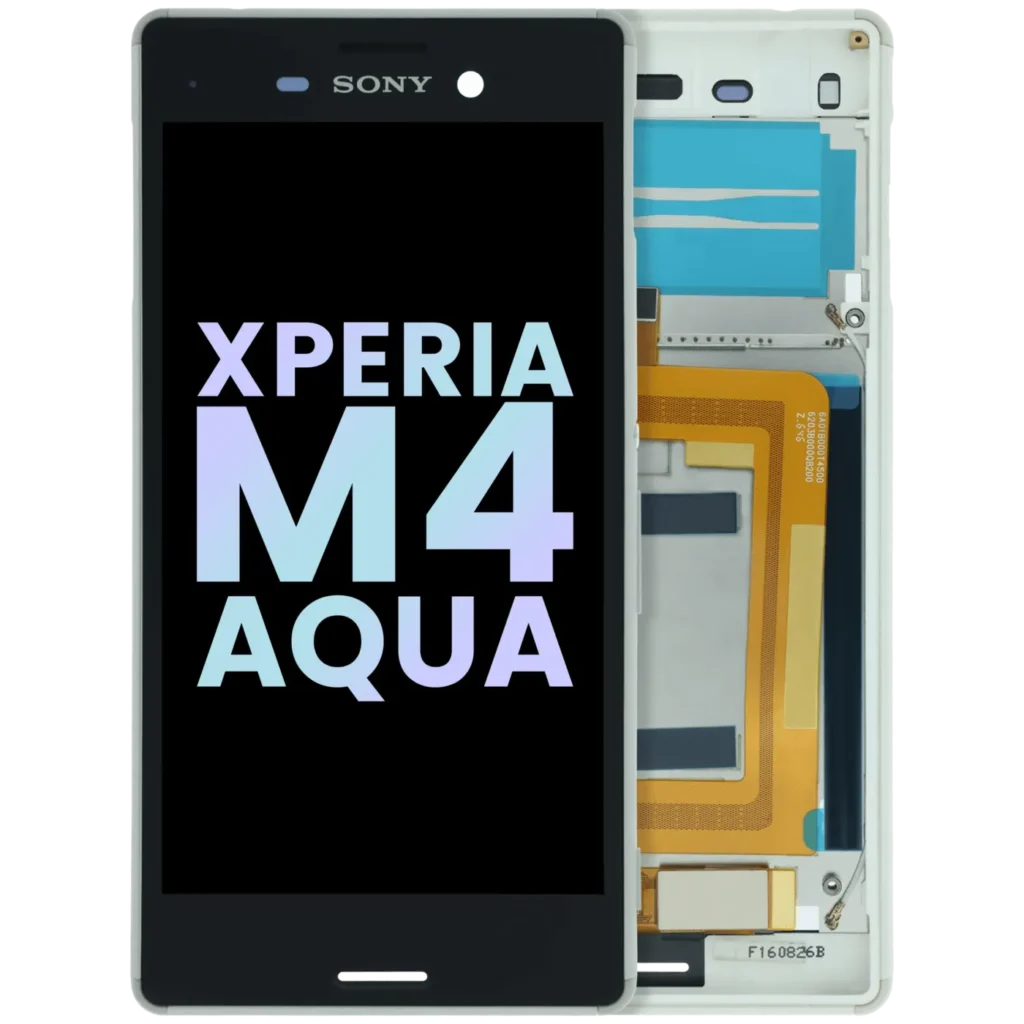 LCD Assembly With Frame for Sony Xperia M4 Aqua (Genuine) (White)