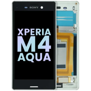 LCD Assembly With Frame for Sony Xperia M4 Aqua (Genuine) (White)