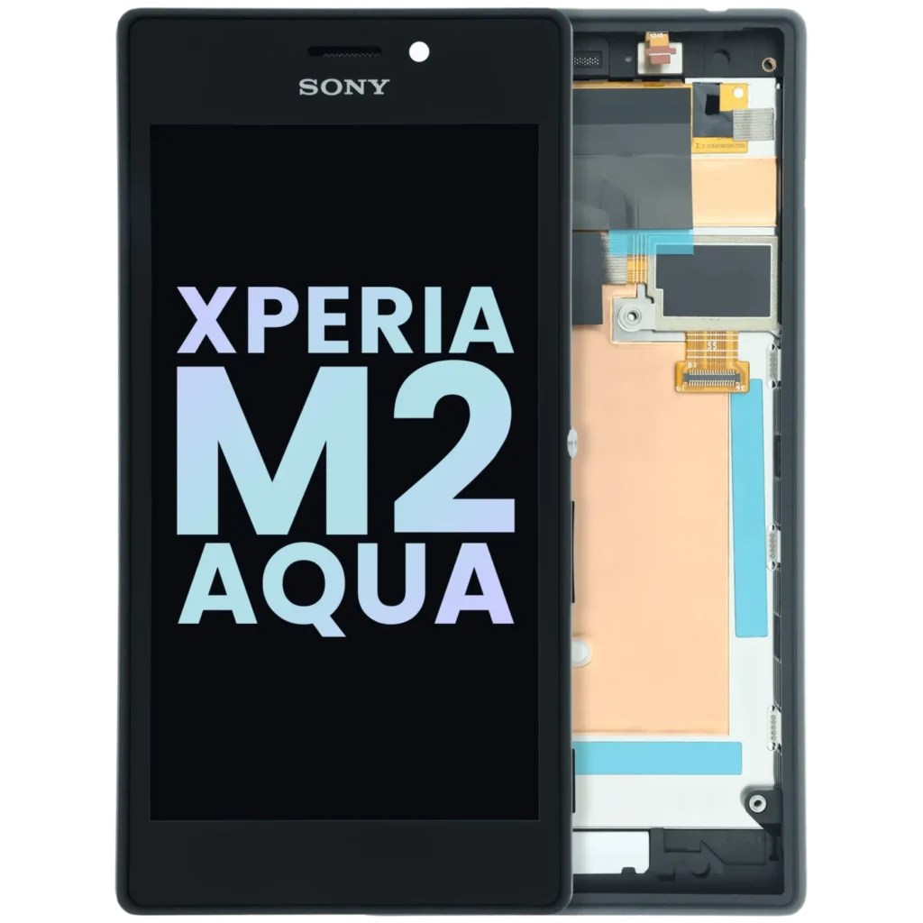 LCD Assembly With Frame for Sony Xperia M2 Aqua (Genuine) (Black)