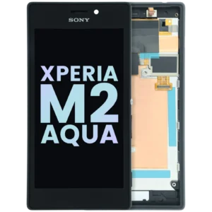 LCD Assembly With Frame for Sony Xperia M2 Aqua (Genuine) (Black)