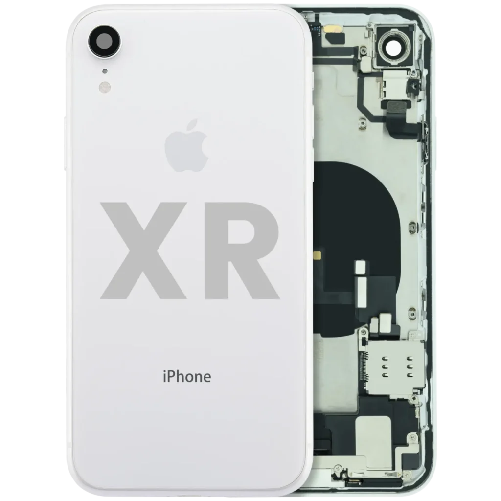 Back Housing W/ Charging Port Flex and Small Components Pre-Installed For iPhone XR (Used OEM Pull: Grade B) (White)