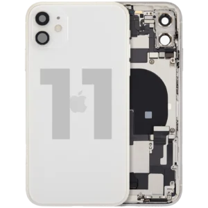 Back Housing W/ Charging Port Flex & Small Parts For iPhone 11 (Used OEM Pull: Grade A) (White)