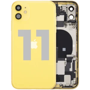 Back Housing W/ Charging Port Flex & Small Parts For iPhone 11 (Used OEM Pull: Grade C) (Yellow)