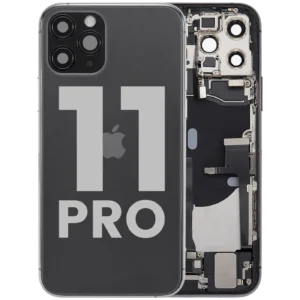 Back Housing W/ Charging Port Flex & Small Parts For iPhone 11 Pro (Used OEM Pull: Grade C) (Matte Space Gray)