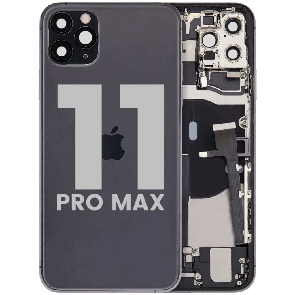 Back Housing W/ Charging Port Flex & Small Parts For iPhone 11 Pro Max (Used OEM Pull: Grade B) (Space Gray)