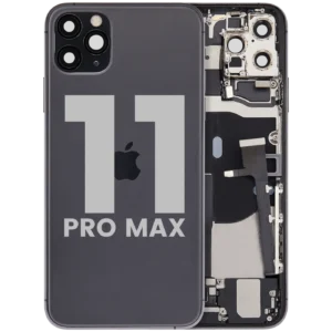 Back Housing W/ Charging Port Flex & Small Parts For iPhone 11 Pro Max (Used OEM Pull: Grade B) (Space Gray)