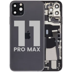 Back Housing W/ Charging Port Flex & Small Parts For iPhone 11 Pro Max (Used OEM Pull: Grade C) (Space Gray)