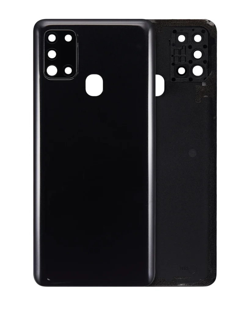 Back Cover Glass With Camera Lens For Samsung Galaxy A21S (A217 / 2020) (Aftermarket Plus) (Black)