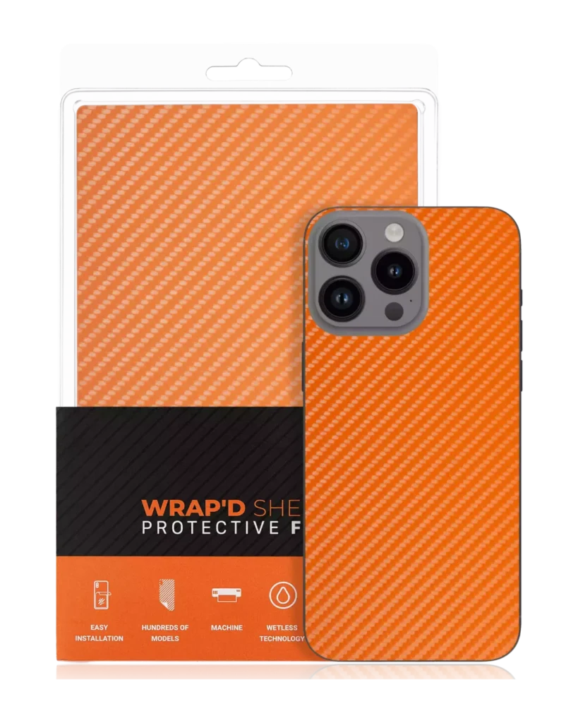 Wrapd Skin - Carbon Fiber Pattern (Orange) (10 Pack)