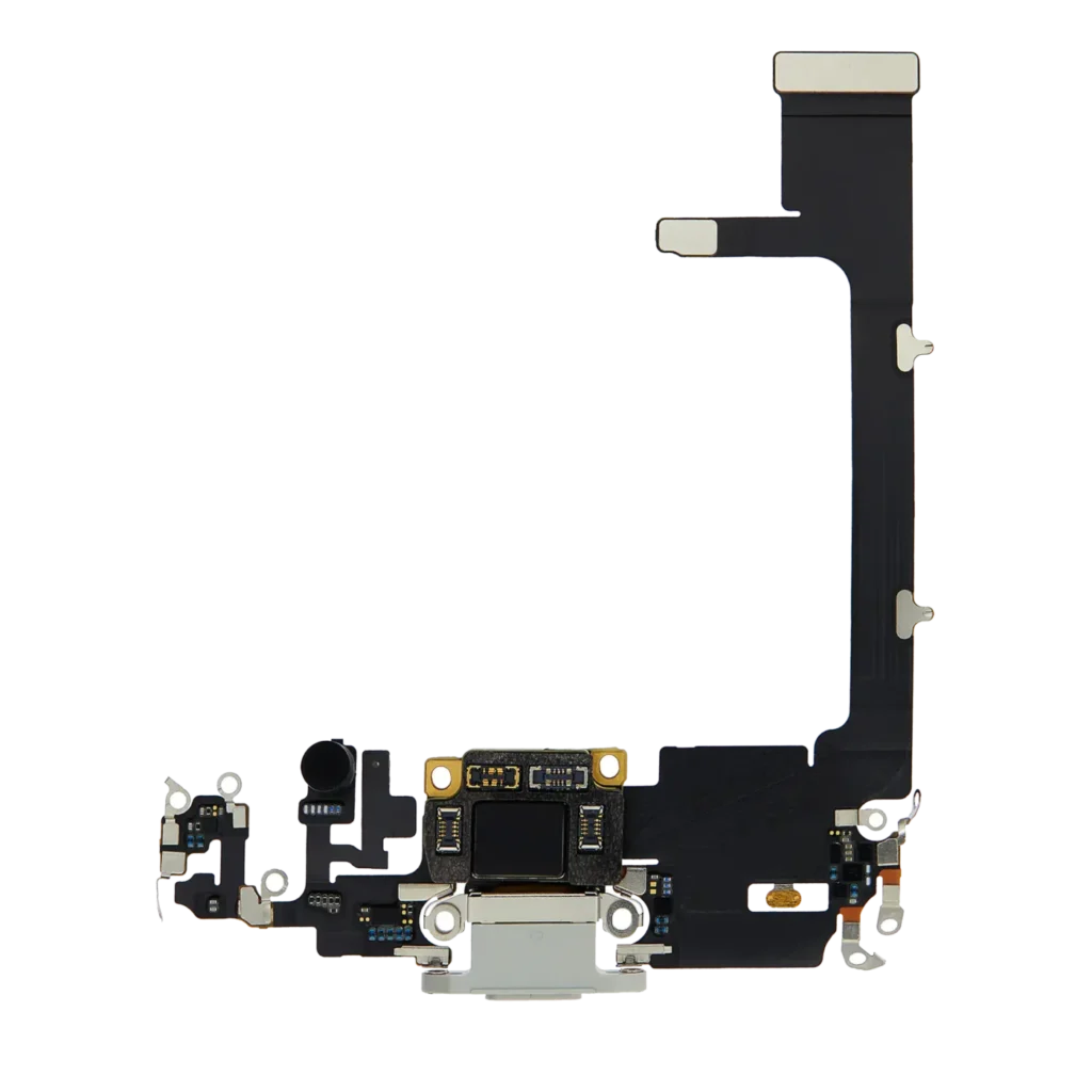 Charging Port Flex Cable With Board For iPhone 11 Pro (Used OEM Pull) (Silver)