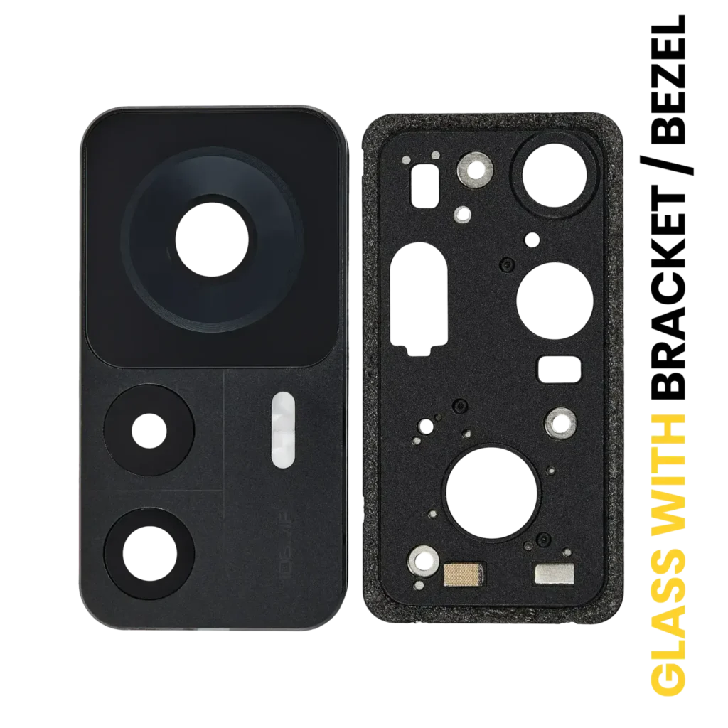 Back Camera Lens With Bracket / Bezel Fo Xiaomi 12T (2 Piece Set) (Black)