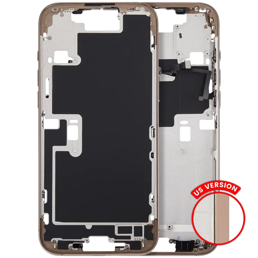 Mid-Frame Housing With Power And Volume Button For iPhone 16 Pro Max (US Version) (Aftermarket Plus) (Desert Titanium)