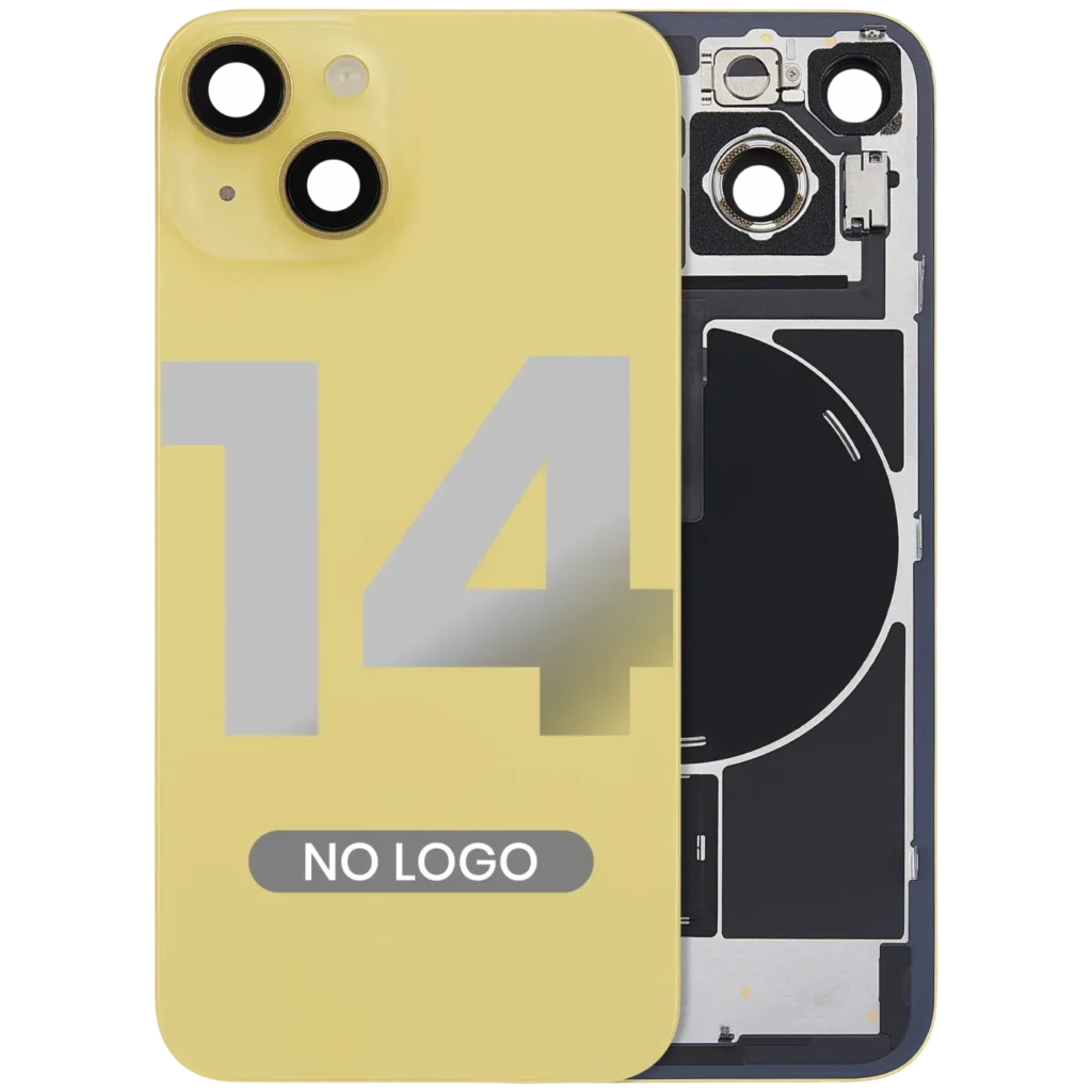 Back Glass w/ MagSafe Magnet & NFC & Flashlight Flex For iPhone 14 (Aftermarket) (No Logo) (Yellow)