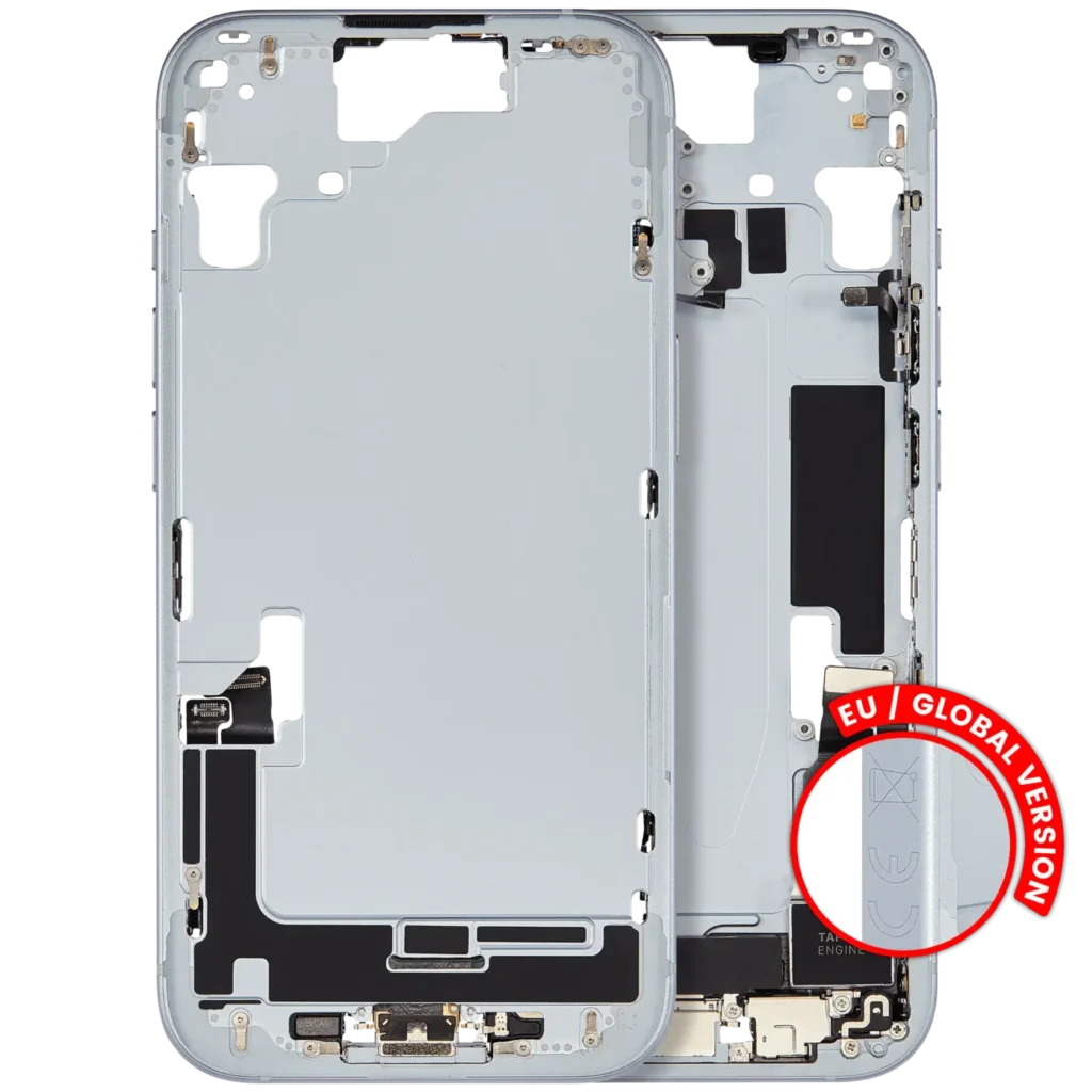 Mid-Frame Housing W/ Charging Port Flex & Small Parts For iPhone 15 (EU / Global Version) (Used OEM Pull: Grade C) (Blue)