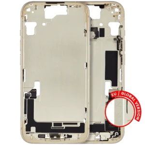 Mid-Frame Housing W/ Charging Port Flex & Small Parts For iPhone 15 (EU / Global Version) (Used OEM Pull: Grade C) (Yellow)