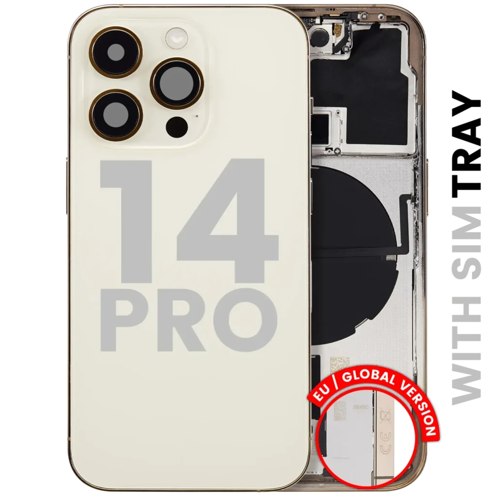 Back Housing W/ Small Parts For iPhone 14 Pro (EU / Global Version) (Used OEM Pull: Grade A) (Gold)