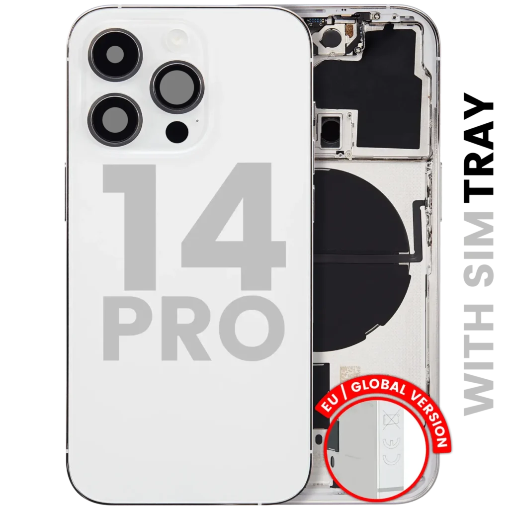 Back Housing W/ Small Parts For iPhone 14 Pro (EU / Global Version) (Used OEM Pull: Grade A) (Silver)