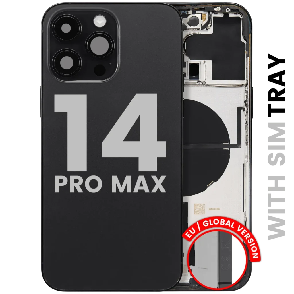 Back Housing W/ Small Parts For iPhone 14 Pro Max (EU / Global Version) (Used OEM Pull: Grade B) (Space Black)