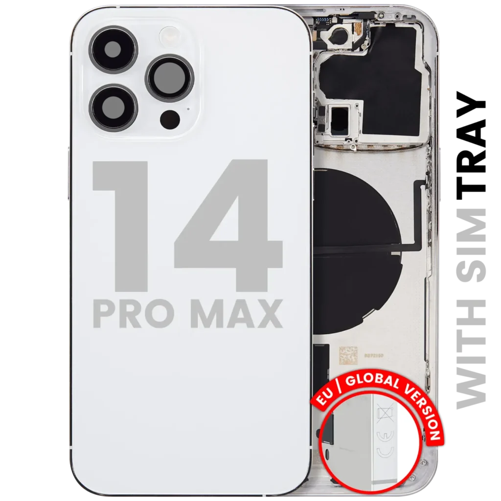 Back Housing W/ Small Parts For iPhone 14 Pro Max (EU / Global Version) (Used OEM Pull: Grade A) (Silver)