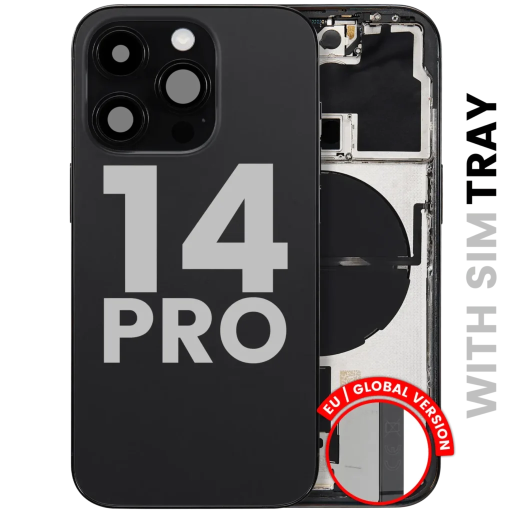 Back Housing W/ Small Parts For iPhone 14 Pro (EU / Global Version) (Used OEM Pull: Grade C) (Space Black)