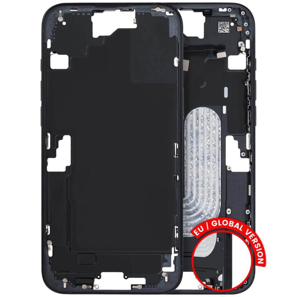 Mid-Frame Housing W/ Small Parts For iPhone 16 Plus (EU / Global Version) (Used OEM Pull: Grade C) (Black)